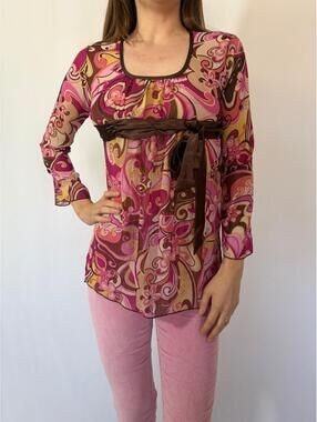 Groovy Paisley Long Sleeve Sheer Mesh Funky Top